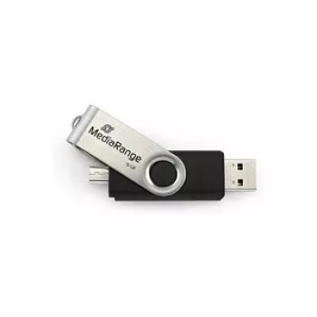 MediaRange MR932 USB zibatmiņa - 32GB - USB 2.0 / micro USB - Melns/Sudrabs (MR932-2)