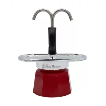 Bialetti Mini Express Magritte Moka kanna Sarkanā, Sudraba