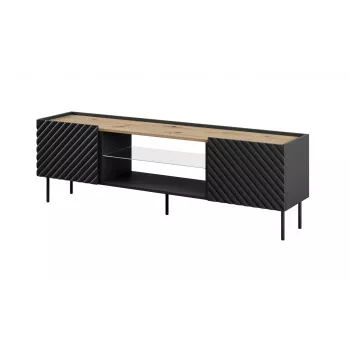 EF ONDA RTV skapis 180x40x39-58 melns (stāvošs vai stiprināms pie sienas)