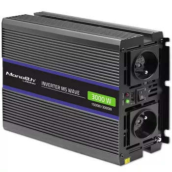 QOLTEC Monolith 3000 MS Wave tīkla invertors, 12V→230V, 1500/3000W, ar USB