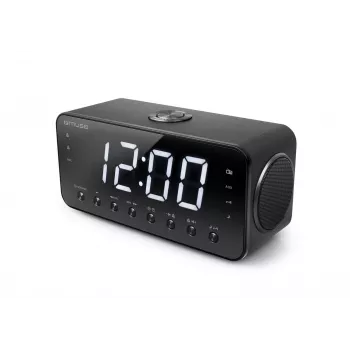 Modinātājs ar radio Muse M-192 CR — digitālais pulkstenis, FM uztvērējs, 1,8 collu LED displejs, melns koks, AC 100–240V, AAA rezerves