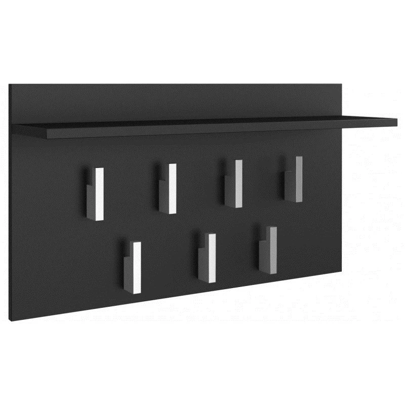 Sienas pakaramais WIESZAK 2F CZERŃ MAT — skaidu plātne, 7 āķi, 700×200×400 mm, melns