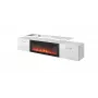 TV skapis Cama Meble ROVA ar elektrisko kamīnu 190x37x48 cm balts/spīdīgi balts