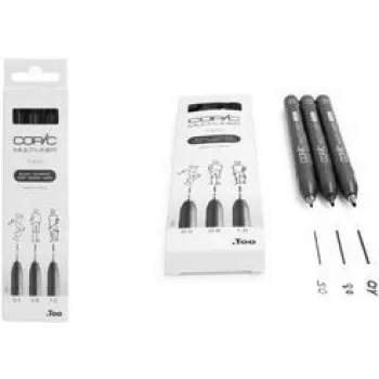 COPIC Multiliner Fineliner melns 0,5 + 0,8 + 1,0 mm, 3 gab. (22075632)