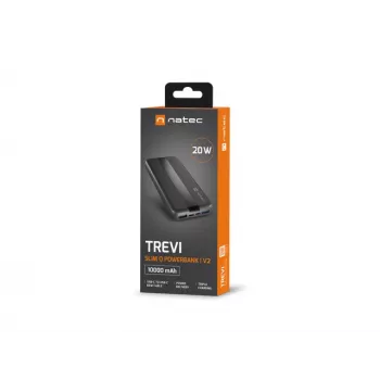 NATEC TREVI SLIM Q V2 Litija polimēra ārējais akumulators 10000 mAh Melns