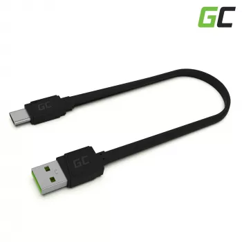 USB A uz USB C kabelis Green Cell KABGC03 — 0,25 m, Melns, 480 Mbit/s