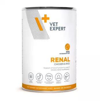 Slapjā suņu barība VETEXPERT Renal Chicken 400 g — veterinārā diēta suņiem ar nieru problēmām, pieaugušiem