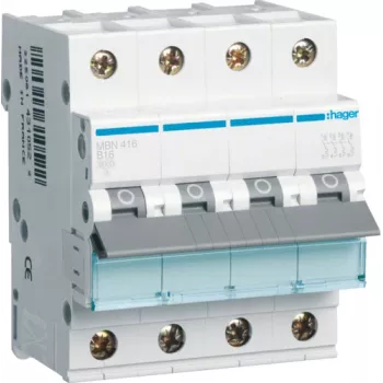 Hager MBN416 automātiskais slēdzis, 16 A, B raksturlīkne, 4 moduļi