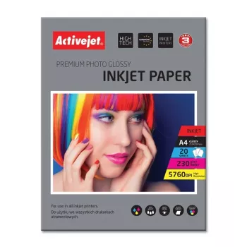 Glancēts fotopapīrs ActiveJet AP4-230G20 A4, 230 g/m², 20 loksnes