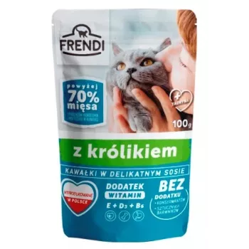 Slapjā kaķu barība Frendi Gabaliņi mērcē ar trusi — 100 g paciņa