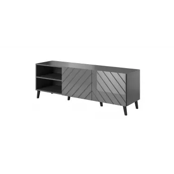 RTV skapis ABETO 150x42x52 grafīta/glancēts
