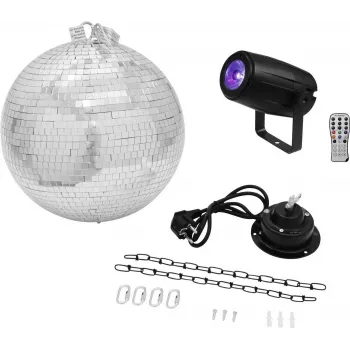 EUROLITE 20000562 LED disko bumbas komplekts — 30 cm spoguļbumba ar motoru un iebūvētu LED apgaismojumu