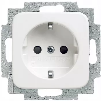 BUSCH JAEGER 2CKA002011A1888 - Kontaktdakša F tips - 2P+E - Balta - IP20 - 250 V - 16 A