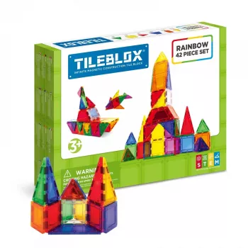Magnētiskais konstruktors MAGFORMERS Tileblox Rainbow – 42 gabali