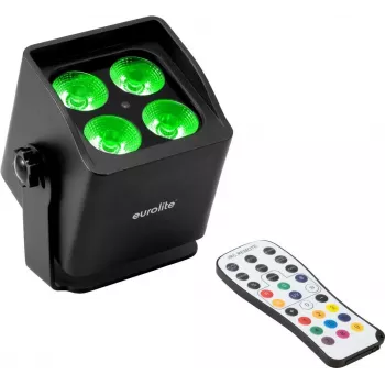 Prožektors EUROLITE AKKU Mini IP UP-4 QCL MK2 — pārnēsājams akumulatora RGBW apgaismotājs