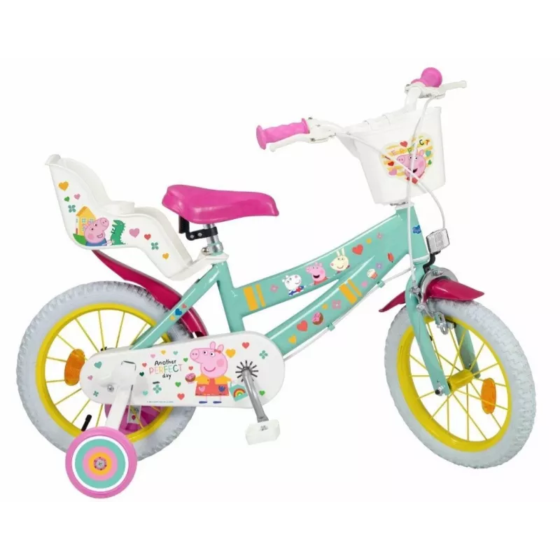 Bērnu velosipēds Toimsa Peppa Pig 14 collu, zaļš, 3–5 gadiem