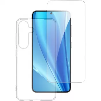 4smarts Galaxy S25 aizsargstikls + caurspīdīgs polikarbonāta vāciņš