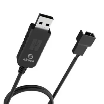 DC paaugstinošs sprieguma pārveidotāja kabelis Akasa AK-CBFA10-60BK USB uz 3-pin & 4-pin PC ventilatoram, 60 cm