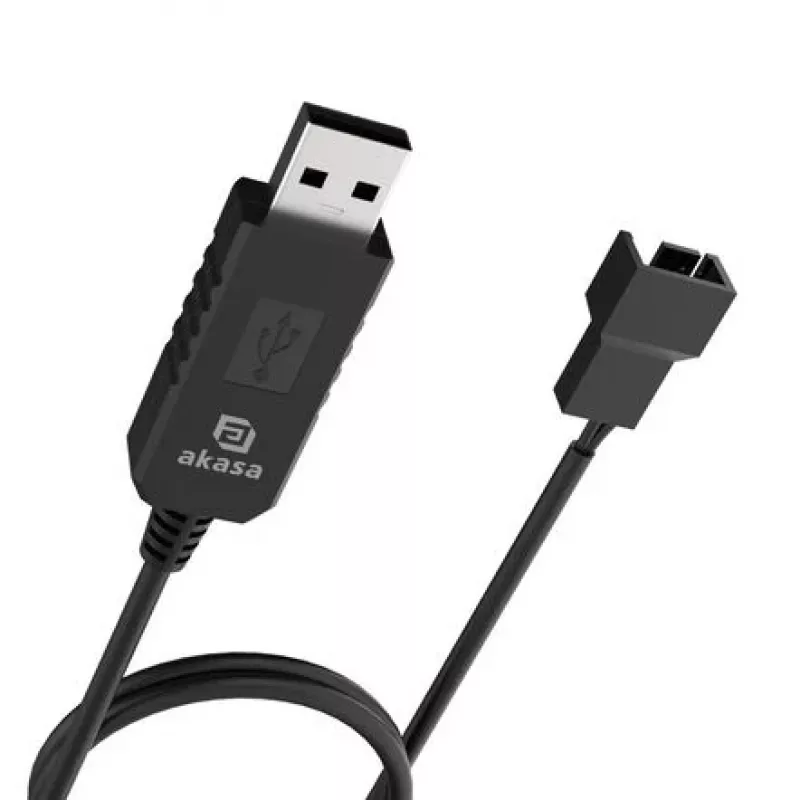 DC paaugstinošs sprieguma pārveidotāja kabelis Akasa AK-CBFA10-60BK USB uz 3-pin & 4-pin PC ventilatoram, 60 cm