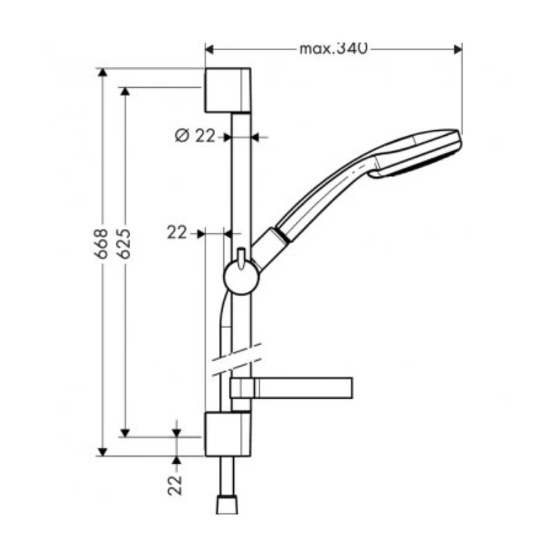 Hansgrohe Croma 100 Dušas komplekts Vario 27772000 ar dušas stieni 65 cm un ziepju trauciņu