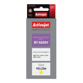 Tintes pudele ActiveJet AB-5000Y dzeltena, saderīga ar Brother, uz tintes bāzes, 50 ml, augsta (XL) iznākuma