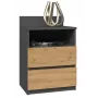Naktsgaldiņš Top e shop M1 ANTRACĪTS/ARTISAN, Ozols, 2 atvilktnes, 400×320×590 mm