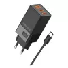 Beline sienas lādētājs 2x USB-C 1x USB-A 65W kabelis USB-C melns/melns PD 3.0
