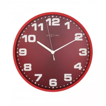 NeXtime klok 3053ro Dash Red, Ø35 cm, sienas, sarkans/sudrabs