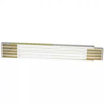 Saliekamais metrs STANLEY 0-35-458, koka, 2 m, 17 mm platums, balts/dzeltens