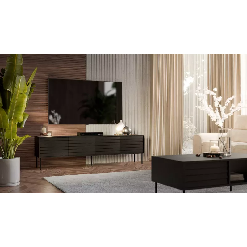 Cama CORTINA 4D TV skapis 200x40x55 melns