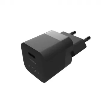 Ceļojumu USB-C lādētājs FIXED FIXC25M-C-BK, fiksēts kabelis, 25W, kompakts