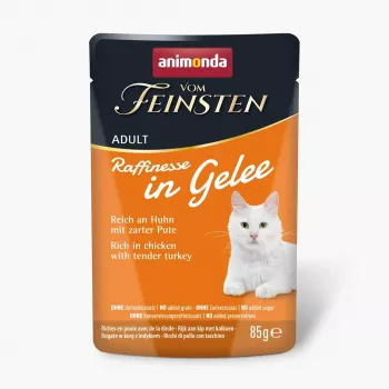 ANIMONDA Vom Feinsten Adult Raffinesse želejā bagāts ar vistu un tītaru - mitrā barība kaķiem - 85g
