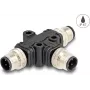 Kabeļa sadalītājs DeLOCK M12 T-Splitter A-kodēts 4 kontaktu 1 x vīrišķais uz 2 x vīrišķais