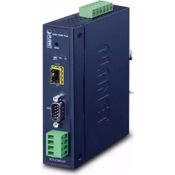Planet industriālais RS-232/422/485 uz IP pārveidotājs - 1x COM - 1x 100Base-FX SFP - 9-48VDC - -40..+75°C