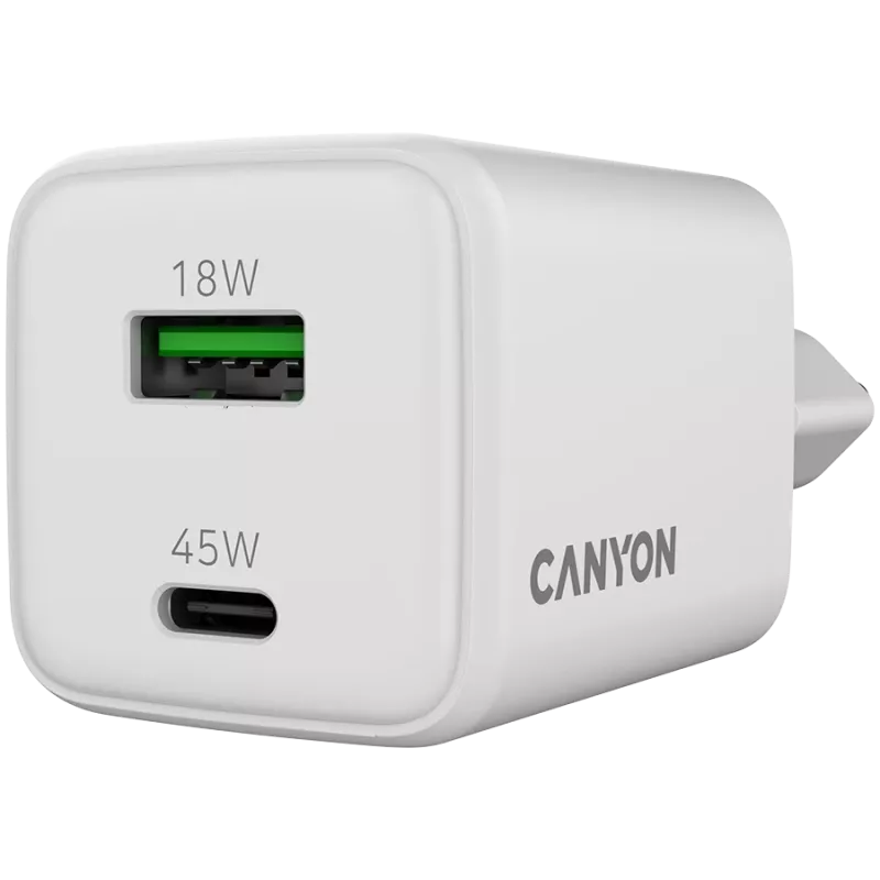 Lādētājs Canyon CU45AC 45W Universāls Balts Ātrā uzlāde Iekštelpām