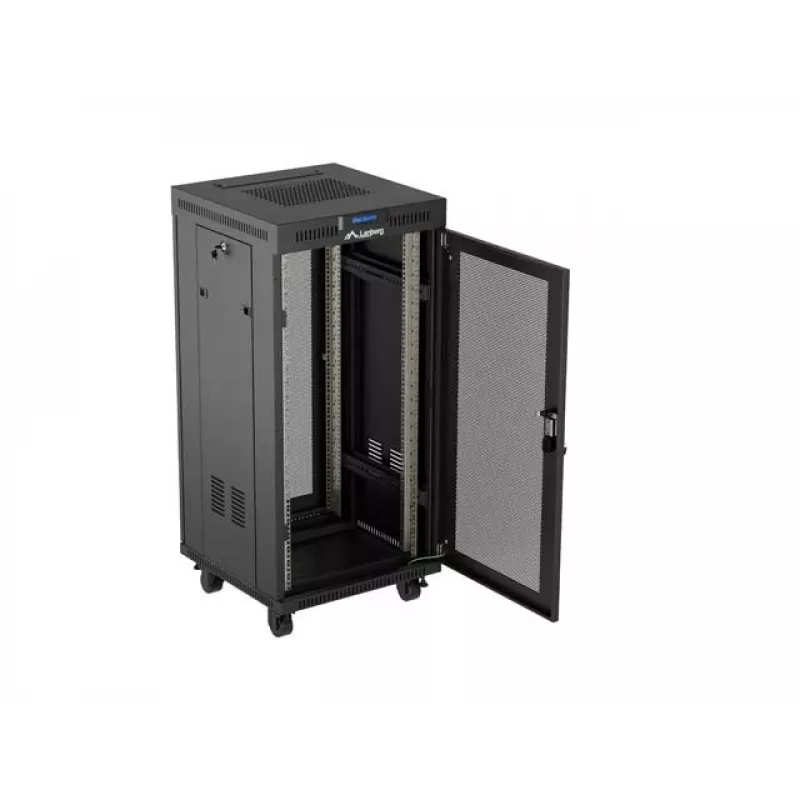 Rack skapis LANBERG FF01-6624-23BL 24U brīvi stāvošs 19 collu 600×600 mm IP20 melns