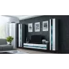 TV statīvs Cama Meble VIGO NEW 30/140/40 — 1400×400×300 mm, pelēka virsma, pelēks rāmis, balti spīdīgi priekšējie paneļi