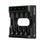 Lādētājs baterijām XTAR 4 sloti AA/AAA (Li-ion, NiMH) USB-C, LED indikatori, melns