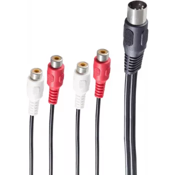 Audio kabelis ShiverPeaks BS10231 0.2 m DIN (5-pin) - 4 x RCA melns