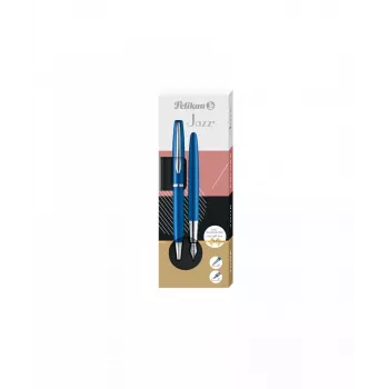 Pildspalvu komplekts Pelikan Jazz Noble Elegance Blue Silver - lodīšu un tintes pildspalva