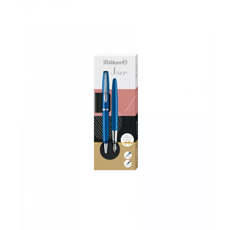Pildspalvu komplekts Pelikan Jazz Noble Elegance Blue Silver - lodīšu un tintes pildspalva