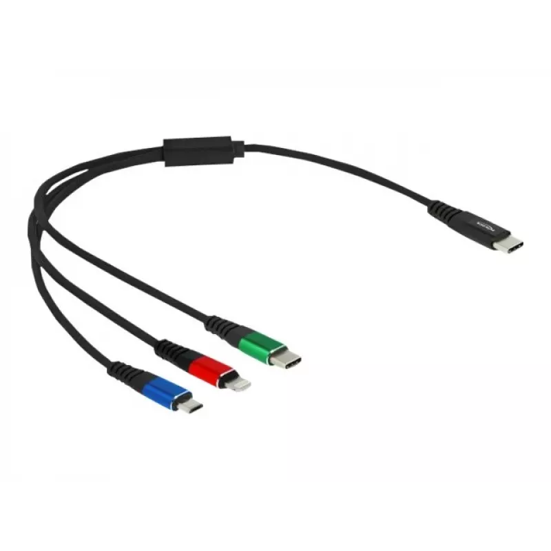 DeLOCK USB lādēšanas kabelis 3 in 1 USB Type-C Lightning Micro USB 30 cm