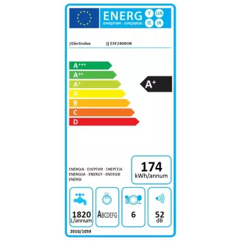 Electrolux ESF2400OK Galda trauku mazgājamā mašīna 6 trauku komplekti 52 dB