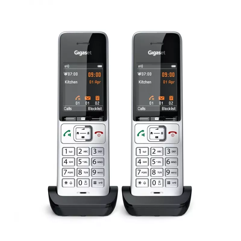 Gigaset COMFORT 500HX duo Analog/DECT telefons ar zvana identifikāciju Melns, Sudrabs