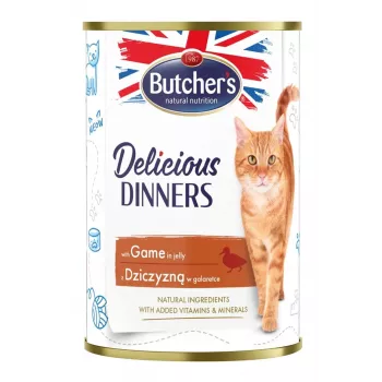 Slapjā barība kaķiem Butcher's Delicious Dinners 400 g — Pieaugušiem, brieža gaļas garša