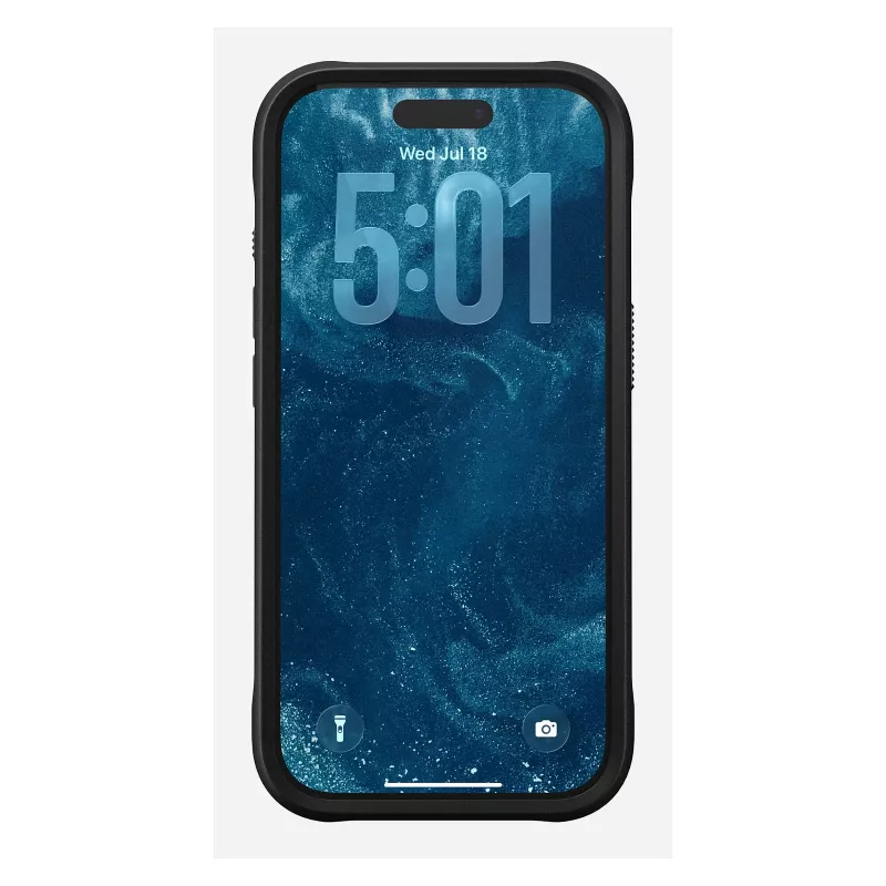 Mobilā telefona maciņš Nomad Rugged Leather Case Apple iPhone 17 Pro, āda/TPU/PC/alumīnijs, 16 cm (6,3 collu) ekrāniem, melns