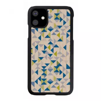 Telefona maciņš man and wood iPhone 11 — zils trīsstūris uz melna, cietais apvalks