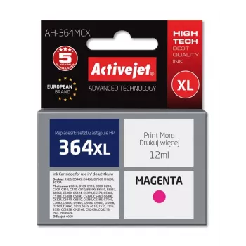 Activejet AH-364MCX tintas kasetne (HP 364XL CB324EE aizstājēja; Premium; 12 ml; magenta)