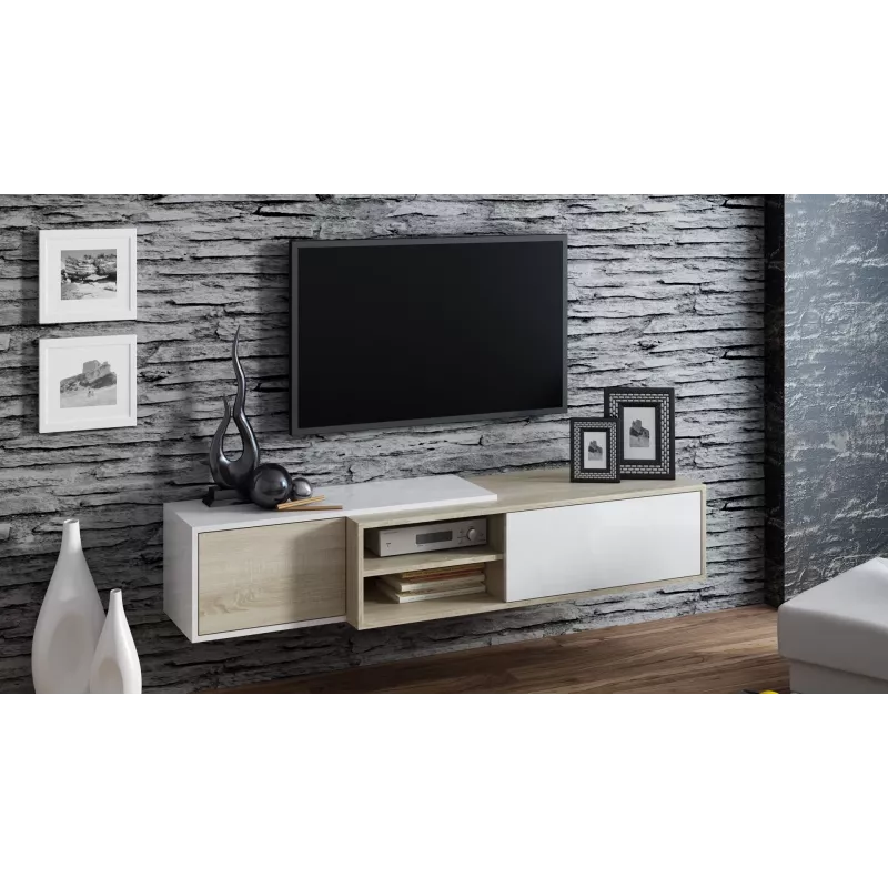Cama TV skapis SIGMA1 180 sonomas ozols/balts glancēts