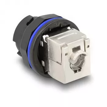 Delock 67047 RJ45 Cat.6A panel mount jack ar LSA termināciju, melns